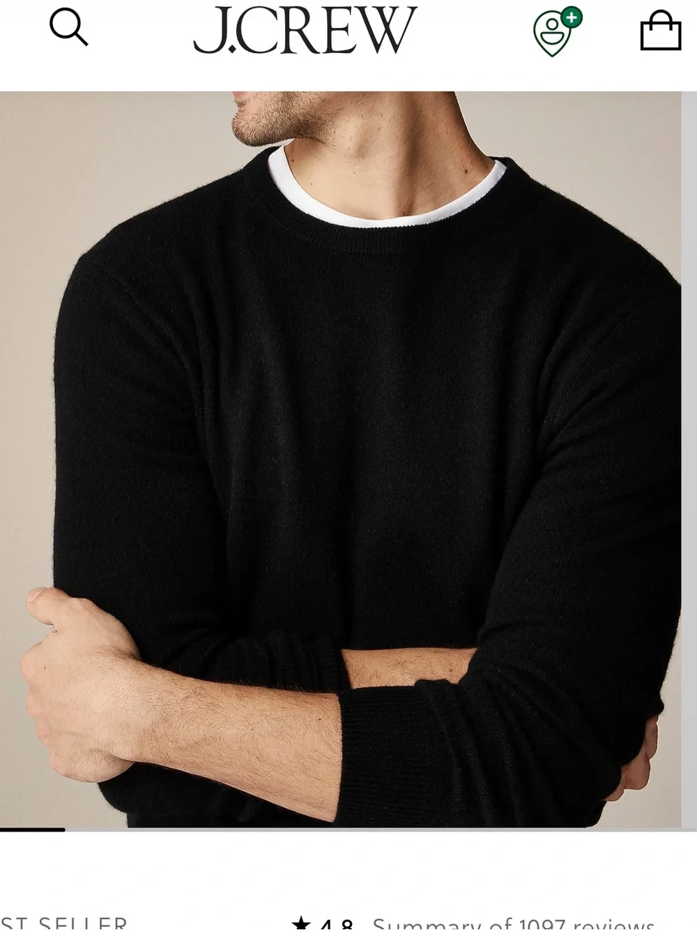 J.Crew Black Crewneck 100% Cashmere Sweater  -Small